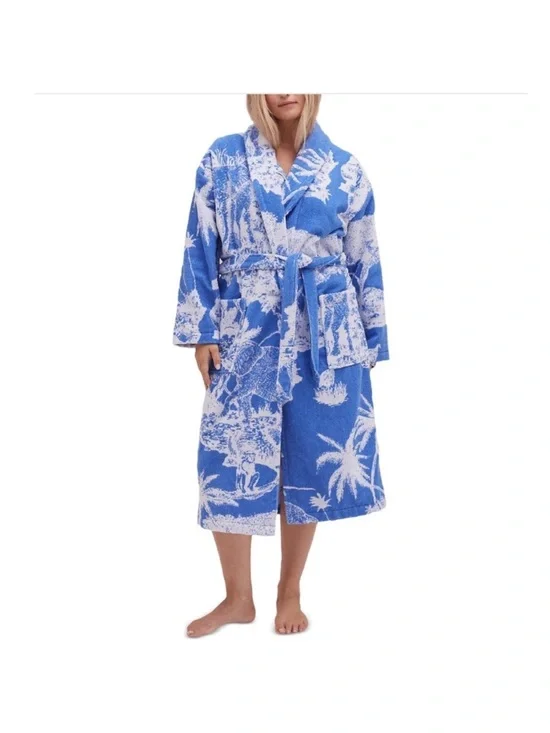 SMALL- Desmond & Dempsey NWT Toile Jungle Print Robe - Picture 4 of 4